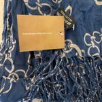 Francesca's Francesca’s Collection blue & pink chain print fringed scarf 80”x26” NWT. Photo 4