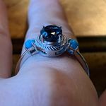 London Blue Topaz Sleeping Beauty Turquoise Sterling Silver Ring Size 9 Photo 1