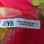 ZARA Pink Multicolor Floral Mesh Sweetheart Neck Crop Corset Bustier Tank Top S Photo 3