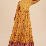 Arabella Border Print Tiered Floral Maxi Dress in Earthen Multiple Size L Photo 2