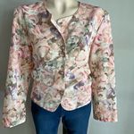 VINTAGE rose floral garden pastel watercolor button blazer suit jacket Purple Size L Photo 0
