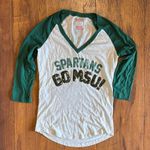 PINK - Victoria's Secret y2k victoria’s secret Pink MSU “Spartan go MSU” 3/4 Sleeve Raglan Shirt Small Photo 1