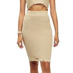 SER.O.YA Grace Strapless Ribbed Knit Distressed Cut Out Dress in Sage MEDIUM Photo 0