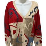 Coldwater Creek VTG Hearts Button Up Patchwork Cardigan Sweater Sz XL Grandma Photo 0