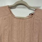 American Eagle  Pale Pink Open Tie Plunge Back Embroidered Peasant Top Size S Photo 1