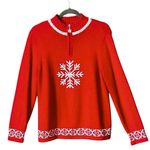 Breckenridge Vintage  Petite Red Snowflake quarter zip Sweater. SZ.PL. Photo 0