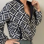 Carolina Herrera 2020 logo print reversible zip up bomber jacket Sz Large Photo 0