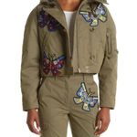 Jeremy Scott butterfly patch hooded crop jacket Size 8 Green Photo 0