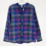 Outdoor Research Feedback Plaid Flannel Hooded BlackBerry Plaid Size XS Blue Photo 0