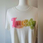 Lucky Brand Women’s Groovy Lucky Graphic Cream Tee Size L NWT Photo 3