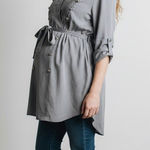 Motherhood Womens Blouse Size 1X Gray Band Jacket Style Shirt NEW Photo 0