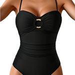 Daci Black Swimsuit Tummy Control 2025 Bandeau Strapless Size Med NWT #2208 Photo 0