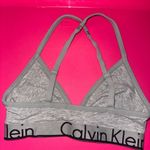 Calvin Klein Gray Sports Bra with Racerback and Logo Band Photo 2