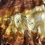 Gary Graham Dress Womens 8 Gold Black Silk Layered Raw Hems Edges Midi Art Photo 15