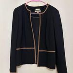 Talbots  Corporate Business Professional Dress Coat Open Black Tan Trim 8 Petite Photo 0