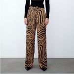 ZARA Brown Tiger Print High Waisted Pants Photo 4