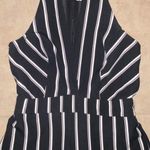 Mustard Seed SMALL Black and white striped short sleeve wide leg romper/Jumpsuit Photo 7