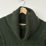 Calvin Klein Womens Green Cable Knit Sweater Dress Sz Med Chunky Cowl Neck Photo 3