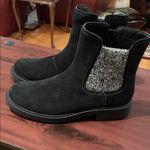 Clarks Black Suede Ankle Boots with Gray Knit Detail-NEW Photo 1