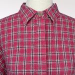 Faded Glory Rare Vintage  100% Raw Silk Shirt Plum Pink Plaid Medium Photo 1