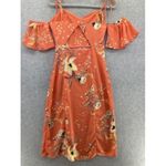 Urban Outfitters  Women's Dress Midi Off Shoulder Orange Floral Size Medium Photo 4