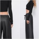 ZARA Blogger Favorite Black Faux Leather Straight Leg Pants Large Photo 2