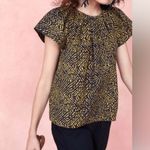 Ulla Johnson  Black & Yellow Print Macie Top with Flutter Sleeves Photo 1