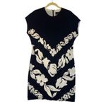 Linda Allard Ellen Tracy Floral Sheath Dress Cap Sleeve 100% Silk Classic Sz 12 Black Photo 1