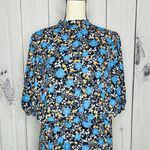 Ann Taylor NWT Blouson Midi Dress Navy Floral Sz 14 Short Sleeve Lined Photo 1
