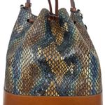Brahmin Marlowe Embossed Leather Bucket Bag Bottle Blue Fletcher Photo 8