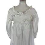 CLASSY White Cotton Ruffle Smocked Mini Dress Cottagecore Style Small Photo 1