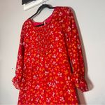 Free People  Babydoll Mini Dress Red Floral Long Sleeve Lined Size 4 Photo 5