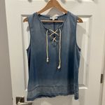Black Swan  Micah Ombré Lace-Up Denim Top in Blue Size‎ Medium Photo 7