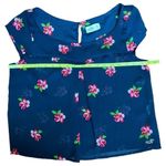 Hollister Dark Blue & Red Floral Sheer Blouse Size Medium Photo 7