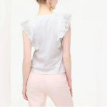 J Crew Factory White Ruffle Sleeve Eyelet Cotton Top XS NWT Photo 2