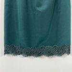 Vtg Anya For Neiman Marcus Emerald Green 100% Silk Lace Trim Pencil Skirt Size 6 Photo 4