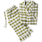 Serena & Lily  Hyannis Linen Pajamas Set in Checker Grove Green Sz M Photo 0