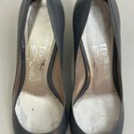 Salvatore Ferragamo  Gray Leather Pointed Toe Kitten Heel Pumps Size 6.5 B Luxury Photo 3