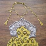 Free People Yellow Boho Chic Edgy Floral Halter Top Wide Leg Jumpsuit Size Small Photo 5