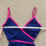 Colorblock Ribbed One Piece High Cut Swimsuit Blue Hot Pink Size Medium Like New Photo 7