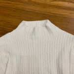 Lulus  Cropped Sweater Womens Size‎ Medium Ivory White Fuzzy Knit Mock Neck Long Photo 1