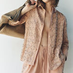 ZARA NWT SET Beaded Embroidery Grommet Shirt Relaxed Short Two Piece Size L/XL Photo 0