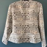Tahari Arthur S. Levine 10 Ivory Silver Floral Open Jacket Metallic Tailored Photo 1