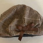 Dahlia Women’s Brown Plaid Beret with Bow hat beanie houndstooth dressy wool Photo 0