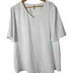 Boutique  Wangzhi White V-Neck Short Sleeve Blouse 2X Photo 0