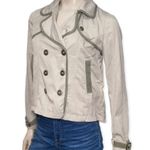 Free People Women’s Size 4 Light Gray Double Breasted Cotton Mini Trench Jacket Photo 1