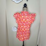 Entro NTM: Sunset Dream Mock Neck Ruffle Sleeve Babydoll Orange & Pink Top Sz M Photo 9