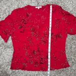 Madewell Daylight V-Neck Top in Windswept Floral Americana Cranberry Red 8 K5730 Photo 10