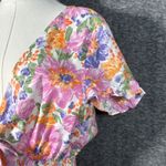 Hello Molly Floral Mini Dress Large Tie Front Ruffle Skirt Cutout Waist Photo 5