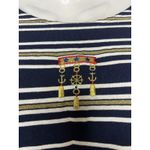 Needle & Thread Vintage Needle & Threads Shirt Womens XL Navy Gold Striped Nautical 90s Photo 4